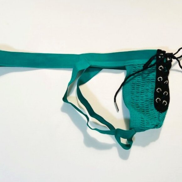 FIZX Mark by Undergear  Solid Knit Lace-up Athletic Supporter/Jock- Green/ Black - Picture 12 of 14